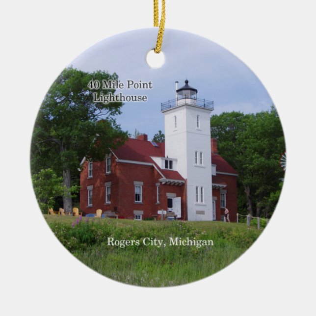 40 miles Point Lighthouse sumer Cirkulär ornament (Framsidan)
