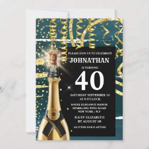 40 milstolpe mousserande vin guld blå glitter chic inbjudningar