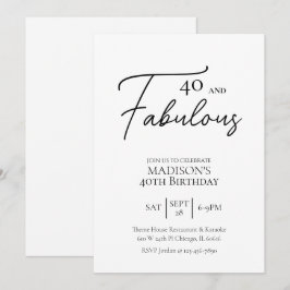 40 och 40:e vardagen vid svartvitt inbjudningar