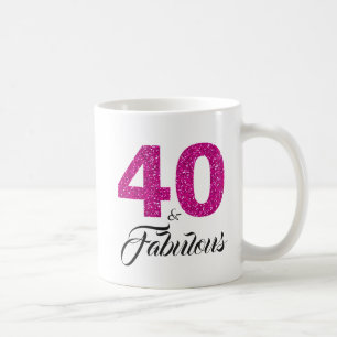 40 och 40th födelsedag för sagolikt rosaglitter kaffemugg