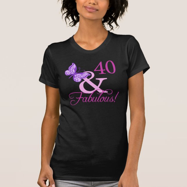 40 och blomstergåvor (plommon) t shirt (Framsida)
