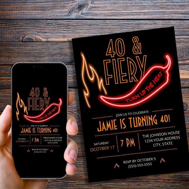 40 och eldig, Neon 40-årsfirande Inbjudningar (Skapare uppladdad)