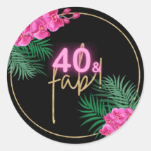 40 och Fab Neon Rosa Guld Black Tropical Birthday