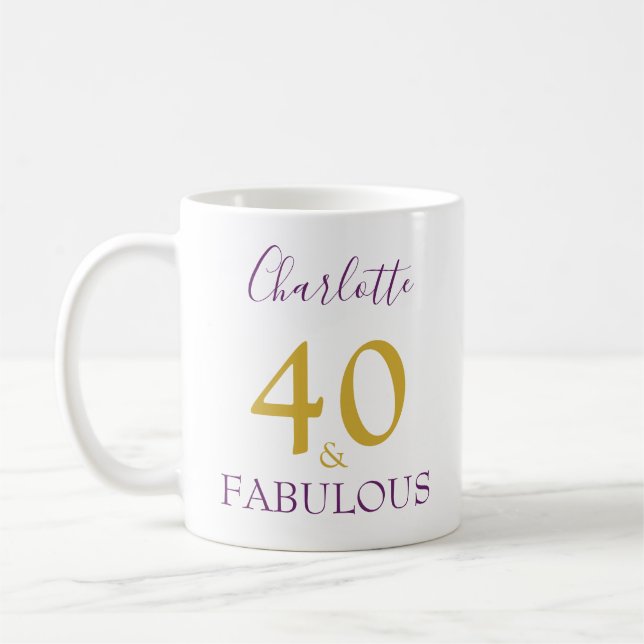 40 och Fabulös Elegant 40: e födelsedagens Personl Kaffemugg (Vänster)