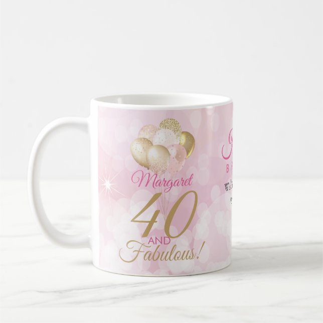 40 och Fabulous 40:e födelsedag Glitter Kaffemugg (Vänster)