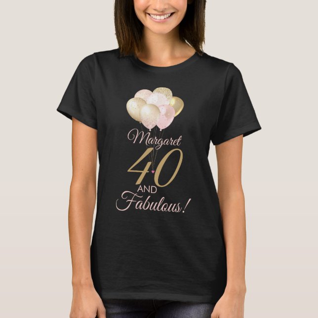 40 och Fabulous 40:e födelsedag Glitter T Shirt (Framsida)