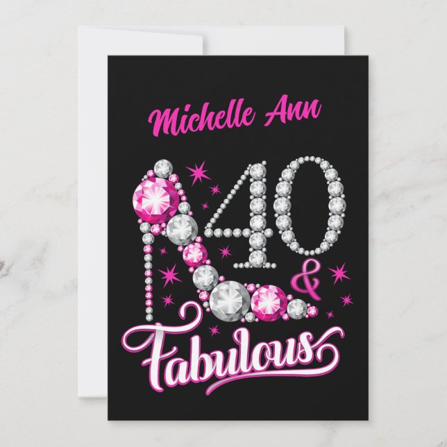 40 och Fabulous, 40:e födelsedagen, alla namn, red Julkort (Framsida)