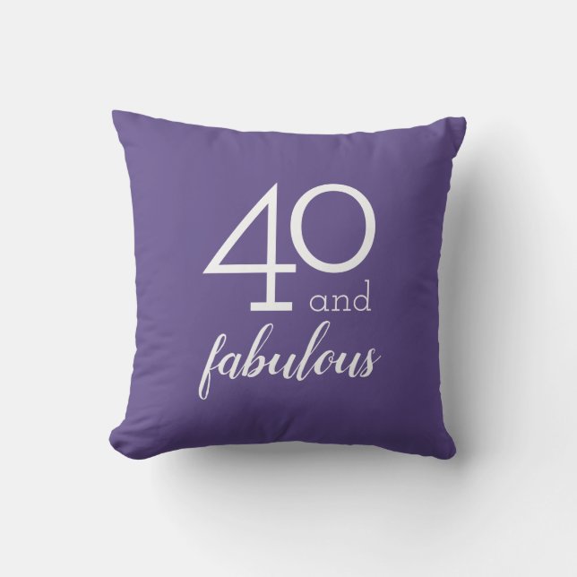 40 och Fabulous, 40:e födelsedagen Violet Dekorati Kudde (Framsida)