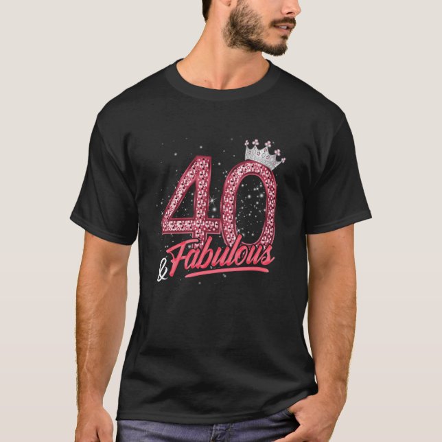 40 och Fabulous 40:e födelsedagen Women Girls Diam T Shirt (Framsida)
