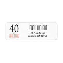 40 och Fabulous 40:e födelsedagsadressetikett