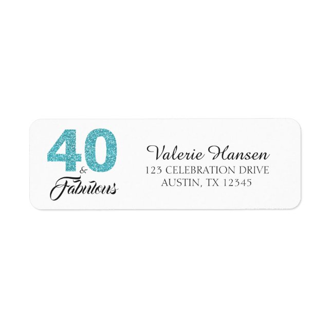 40 och Fabulous 40:e födelsedagsadressetikett Returadress Etikett (Framsidan)
