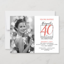 40 och Fabulous (alla födelsedag) Firande 🎂 Magnetisk Inbjudningskort