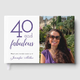 40 och Fabulous Anpassningsbar Photo & Namn 40:e f Gästböcker
