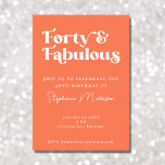 40 och Fabulous Apricot Bold Typography Birthday Inbjudningar<br><div class="desc">Få redot att fira i stil med vår 40:e inbjudan till Fabulous-festen! 🎉 Designad med djärv typografi är inbjudan lika unik, modern och trendig som du. Den ljusa aprikosen orange färg lägger till en kopp färg till din speciella dag, skapar det en inbjudan att komma ihåg. Gå med oss för...</div>