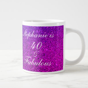 40 och Fabulous Birthday Glitter Rosa Lila Ombre Jumbo Mugg