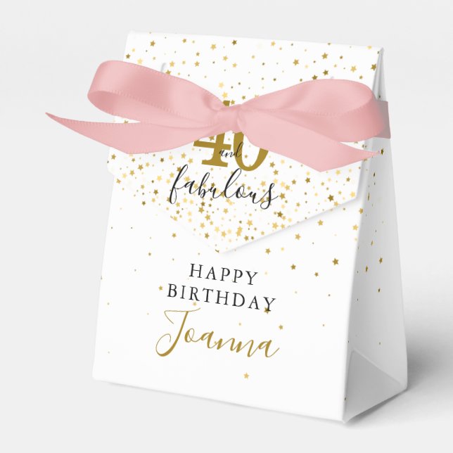 40 och Fabulous Birthday Guld and Black Elegant Presentaskar (Framsidan Sidan)