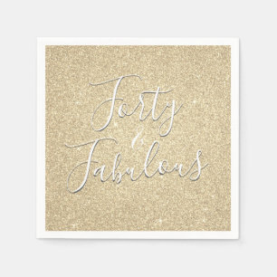 40 och Fabulous Birthday Guld Glitter Pappersservett