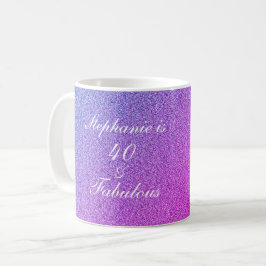40 och Fabulous Birthday Rosa Ombre Glitter Kaffemugg