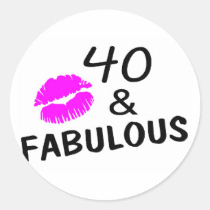 40 och Fabulous (Black and Rosa) Runt Klistermärke