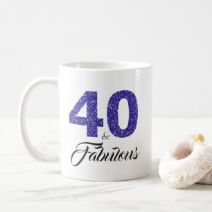 40 och Fabulous Blue Glitter 40:e födelsedagen Kaffemugg