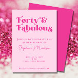 40 och Fabulous Bold Typography Rosa Birthday Inbjudningar<br><div class="desc">Få redot att fira i stil med vår 40:e inbjudan till Fabulous-festen! 🎉 Designad med djärv typografi är inbjudan lika unik, modern och trendig som du. Den ljusa rosan lägger till en popo från färg till din speciella dag och skapar det en inbjudan att komma ihåg. Gå med oss för...</div>