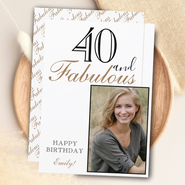 40 och Fabulous Elegant Grattis på födelsedagen Ph Kort (Skapare uppladdad)