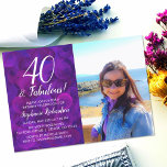 40 och Fabulous Elegant Lila Photo Birthday Inbjudningar<br><div class="desc">40 och Fabulous Elegant Lila Foto Birthday Invation Personalize this elegant lila födelsedagsfest inbjudan with the namn and foto of the person som firar en mycket speciell dag i sitt liv. En 40-årsdag är en speciell milstolpe att fira. Märk tillfälle genom att skapa party och skicka inbjudningar till alla speciella...</div>