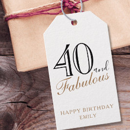 40 och Fabulous Elegant Script 40:e födelsedagen Presentetikett
