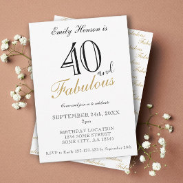 40 och Fabulous Elegant Script Birthday Inbjudningar