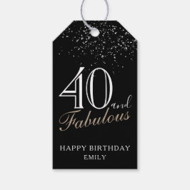 40 och Fabulous Elegant Script Black 40:e födelsed Presentetikett