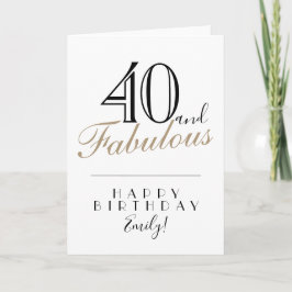 40 och Fabulous Elegant Typography 40 Birthday Kort