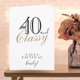 40 och Fabulous Elegant Typography 40 Birthday Kort