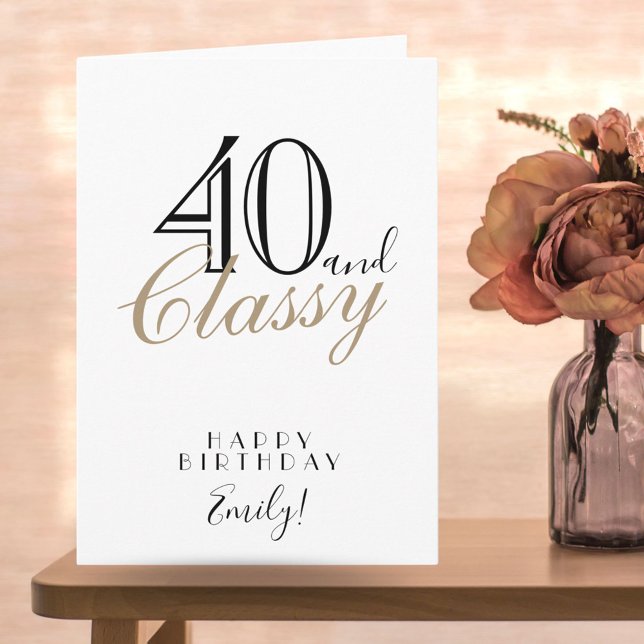 40 och Fabulous Elegant Typography 40 Birthday Kort (Skapare uppladdad)
