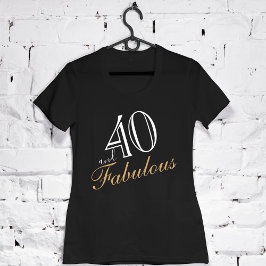 40 och Fabulous Elegant White Script Birthday T Shirt