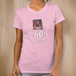 40 och Fabulous Foliage Rosa Photo 40:e födelsedag T Shirt