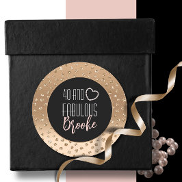 40 och Fabulous Girly Glam Chic Guld Black  Runt Klistermärke