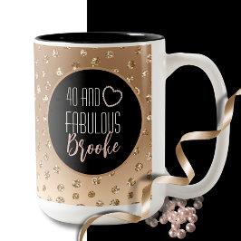 40 och Fabulous Glam Chic Girly Guld Black  Två-Tonad Mugg
