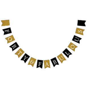 40 och Fabulous Gold Foil Birthday Banner Vimplar