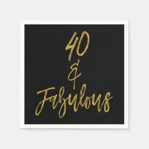 40 och Fabulous Gold Foil Birthday Napkins Pappersservett