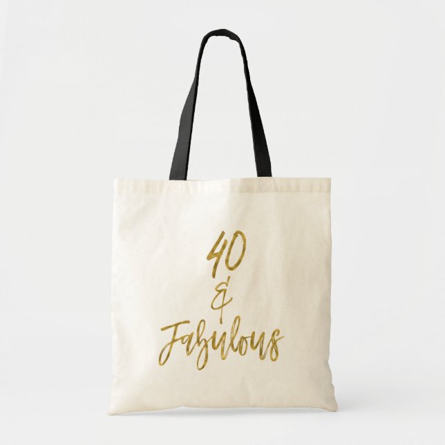 40 och Fabulous Gold Foil Birthday Tote Bag Tygkasse (Framsidan)