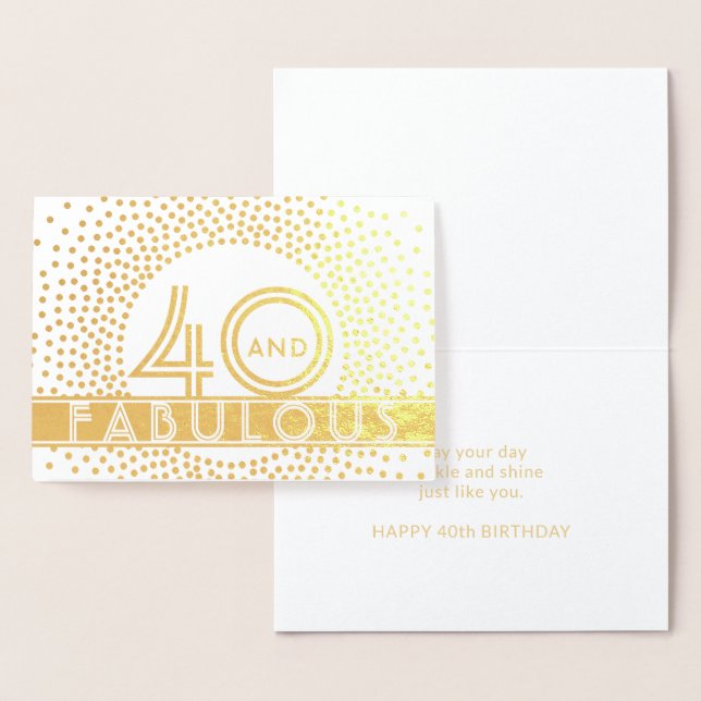 40 och Fabulous Grattis på födelsedagen Chic Vinta Folierat Kort (Display)