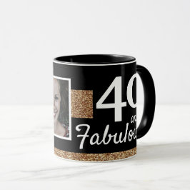 40 och Fabulous Guld Glitter 2 Foto 40:e födelseda Mugg