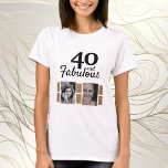 40 och Fabulous Guld Glitter 2 Foto 40:e födelseda T Shirt<br><div class="desc">40 och Fabulous Guld Glitter 2 Photo 40 Birthday T-shirt. Lägg till foton - du kan använda ett gammalt och nytt foto.</div>