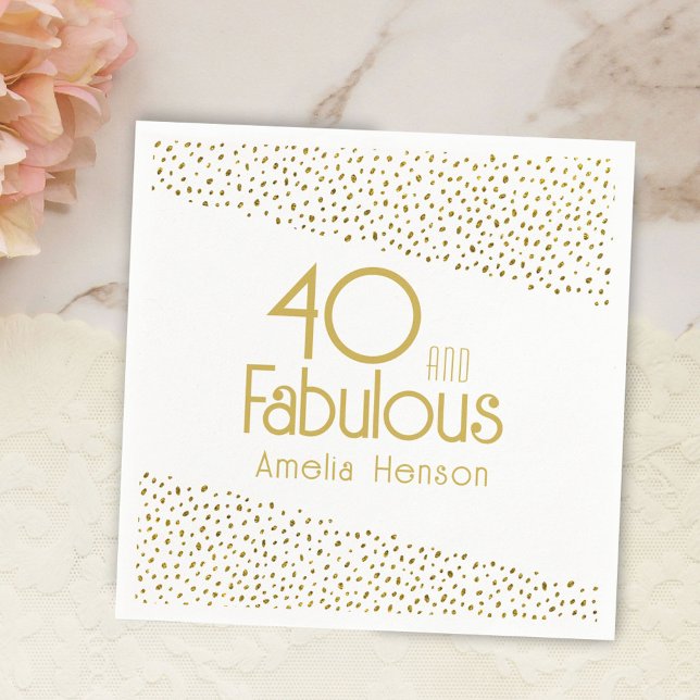 40 och Fabulous Guld Glitter 40:e födelsedagen Pappersservett (Skapare uppladdad)