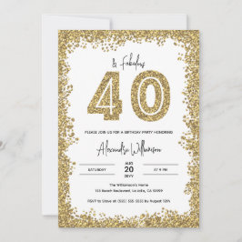 40 och Fabulous Guld Glitter 40:e födelsedagen Par Inbjudningar