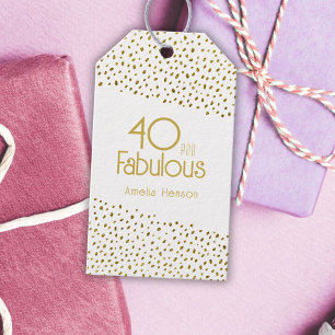 40 och Fabulous Guld Glitter 40:e födelsedagen Presentetikett