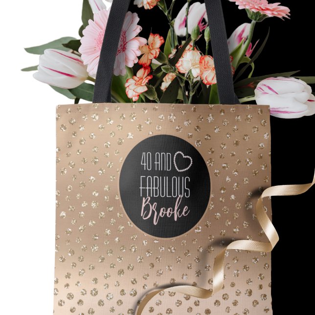 40 och Fabulous Guld Glitter Gnistra Girly 40:e Tygkasse (Skapare uppladdad)