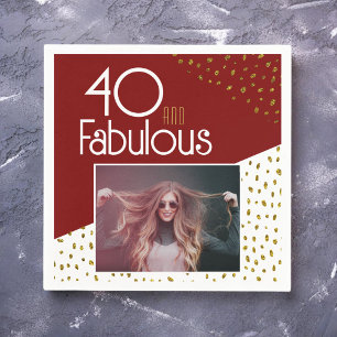 40 och Fabulous Guld Glitter Photo 40:e födelsedag Pappersservett