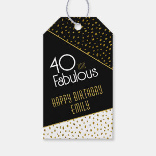 40 och Fabulous Guld Glitter Photo 40:e födelsedag Presentetikett
