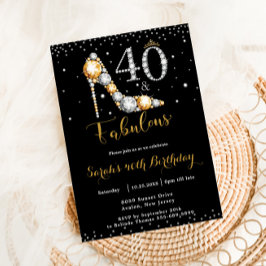 40 och Fabulous High Heel Diamonds 40:e födelsedag Inbjudningar